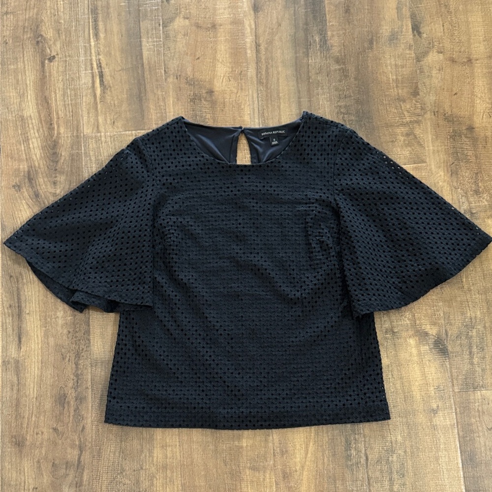 Banana Republic Black Textured Blouse